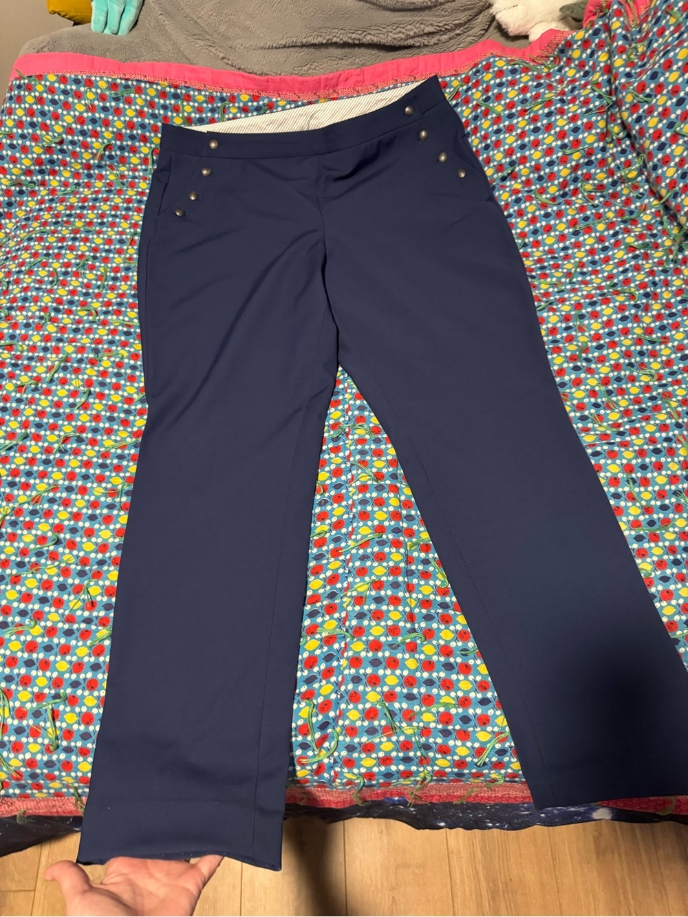 Brooks Brothers Navy Dress Pants with Sailor Style Double-sided Button Closures